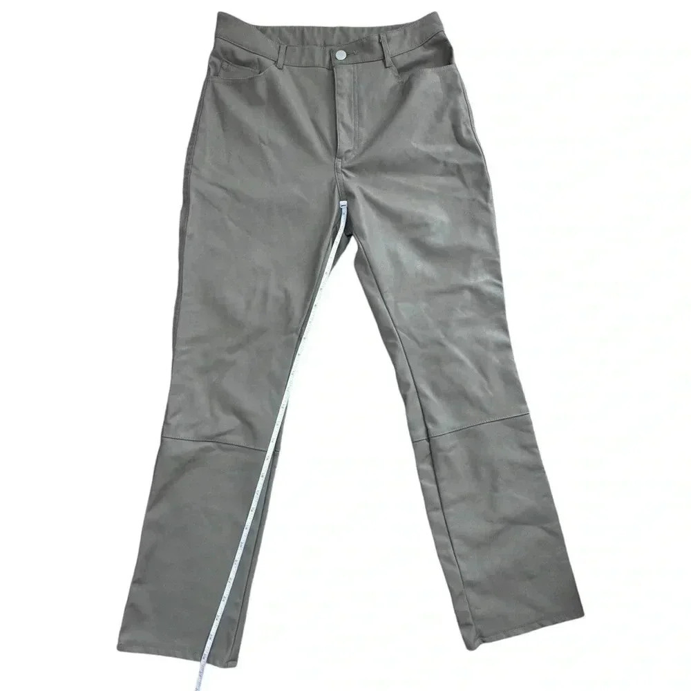 H&M High rise pants Faux leather ankle slim straight leg, Size 8 - Picture 6 of 9
